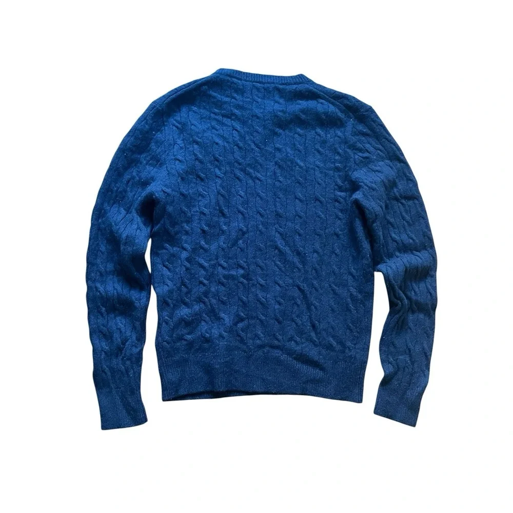 J Crew Men's 100% Cashmere Cable Knit Crew‎ Neck Sweater, Size Large